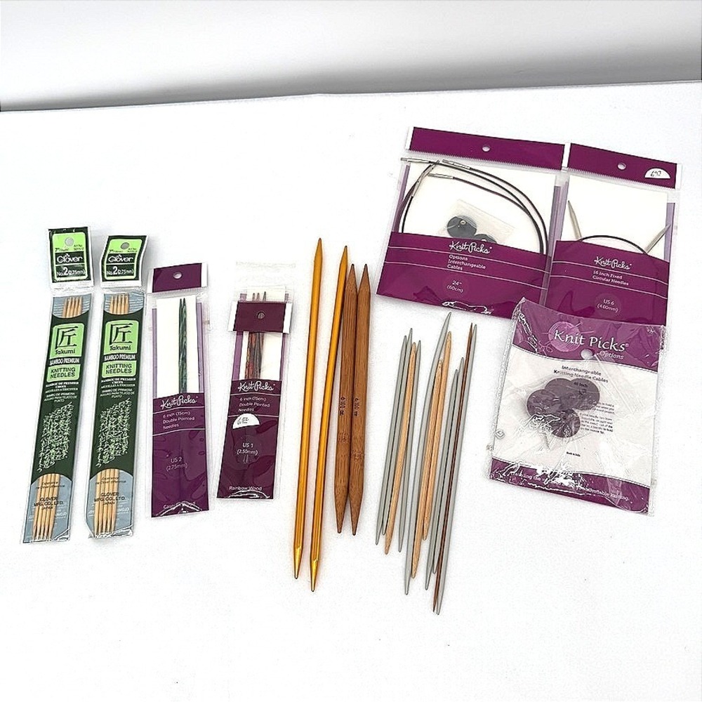 Knit Picks Clover Knitting Needle MIXED Lot Circular DPN Bamboo Wood Crafting